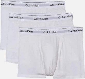 Calvin Klein Mens 3-Pack Icon Cotton Stretch Relaxed Dart Boxer Trunks, All White - Size: 32/30/31
