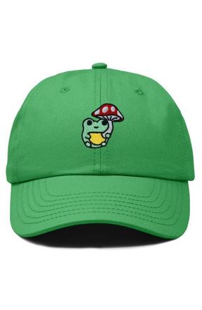 Dalix Mushroom Frog Embroidered Hat in Kelly Green at Nordstrom