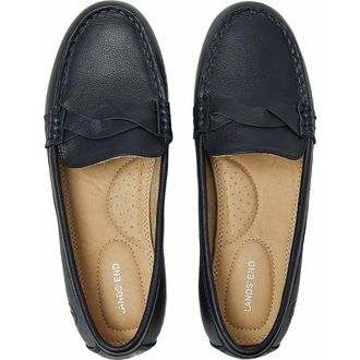 Lands End Comfort Leather Slip On Loafer Shoes in Deep Sea Navy at Nordstrom, Size 7.5
