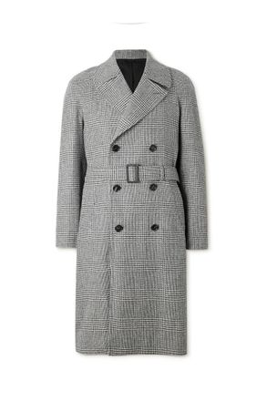 De Petrillo DAvalos Double-Breasted Prince of Wales Checked Alpaca Overcoat