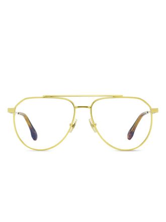 Victoria Beckham double-bridge pilot glasses - women - Metal/Acetate - One Size - Gold