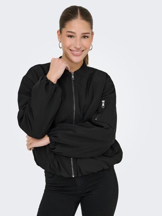 Only Bomberjacke ONLY ONLADEL LIFE OVERSIZED BOMBER CC OTW, Damen, Gr. S, schwarz, Web, Obermaterial: 100% Polyester, unifarben, regular fit, hoch geschlos