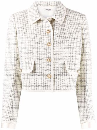 Miu Miu check cropped jacket - Neutrals
