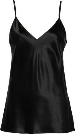 Joseph Zwarte Zijden V-Hals Mouwloze Top - Dames - Tops zonder mouwen - Zwart - S - Tops