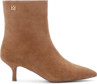 Kazar Lichtbruine su&egrave;de laarzen op een lage stilettohak - Dames - Laarzen met Hak - Bruin - 40 EU - Su&egrave;de - Schoenen
