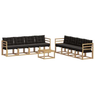 vidaXL Conjunto De Sof&aacute;s De Exterior Con Coj&iacute;n 9 Pcs Blanco Y Negro Vidaxl