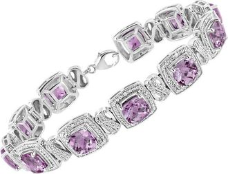 House of Brilliance Haus Of Brilliance Colorful Gemstones Silver 1.55 Ct. Tw. Diamond & Lab-Grown Amethyst Tennis Bracelet
