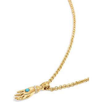 Nialaya Small Turquoise Gemstone Hand Pendant Necklace in Gold /Turquoise at Nordstrom