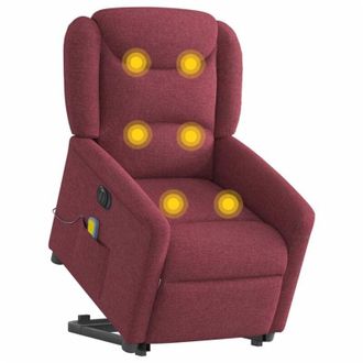 vidaXL vidaXL Poltrona Alzapersona Massaggiante Elettrica Rosso Vino Tessuto