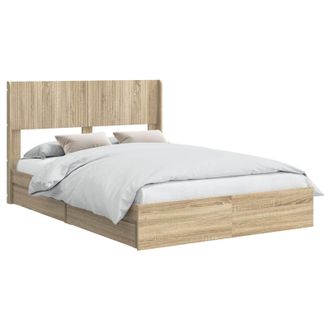 vidaXL Estructura De Cama Con Almacenamiento Y Cabecero Roble Sonoma Vidaxl