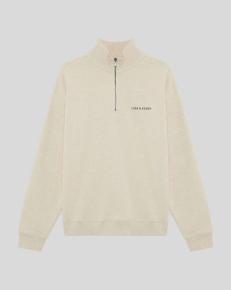 Lyle & Scott Mens Heavyweight Script 1/4 Zip Sweatshirt - Beige - Size X-Large