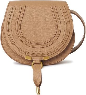 Chlo&eacute; Marcie Small Saddle Bag - Dames - Schoudertassen - Beige - ONE Size - Leer - Tassen