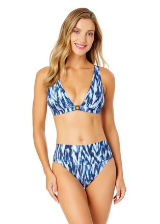 Anne Cole Womens Shibori Geo Ring Plunge Triangle Bikini Swim Top in Tie Dye Ikat at Nordstrom, Size X-Small