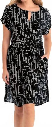 Anita Belted Parma Dress In Black / White