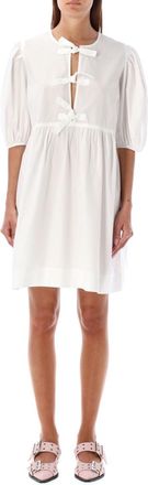 Ganni White Tie String Mini Dress