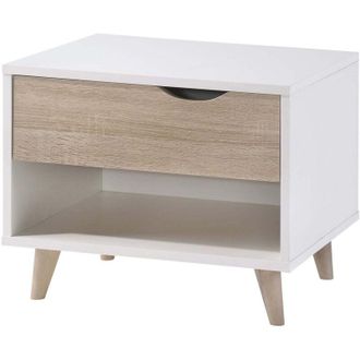 LPD Furniture Lpd Furniture - Stockholm 1 Drawer Bedside White-Oak