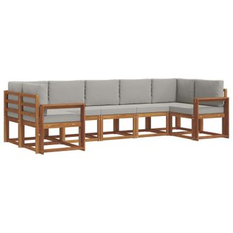 vidaXL Conjunto De Sof&aacute;s De Exterior 7 Pcs Gris Natural Y Claro Vidaxl