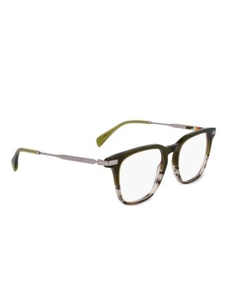 Paul Smith striped olive square glasses - Green