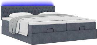 vidaXL Estructura Cama Otomana Colchones Terciopelo Gris Oscuro Vidaxl