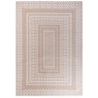 Beliani Alfombra De Yute Beige Blanco 160 X 230 Cm Patr&oacute;n Geom&eacute;trico Suave Moderno Baglar