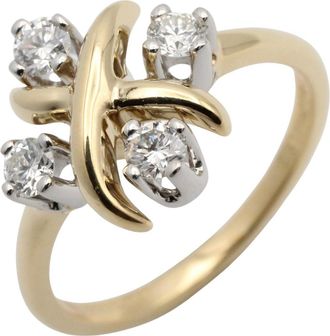 Tiffany & Co. Gold Silver Clear Yellow Gold (18K) Platinum 950 Band Ring (Pre-Owned)