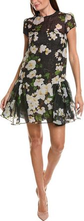 Oscar De La Renta Oscar De La Renta Drop-Waist Cherry Blossom Silk-Blend Mini Dress