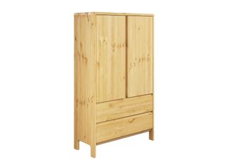 HOME AFFAIRE Wäscheschrank »Luven« B/H/T ca. 98/137/34, aus massiver Kiefer, Höhe 137 cm, mit 2 Schubladen und 2 Türen