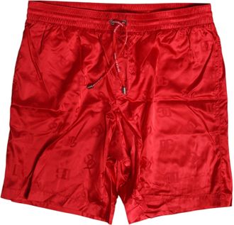 Dolce & Gabbana Rode Nylona Trekkoord Strandshorts Zwemkleding