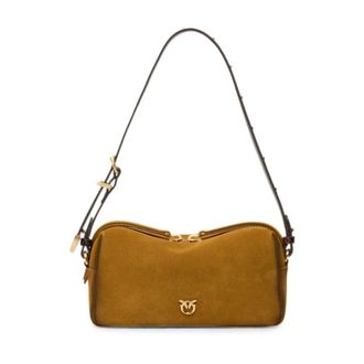 Pinko Bauletto Trittico Mini Suede - Dames - Schoudertassen - Bruin - ONE Size - Su&egrave;de - Tassen