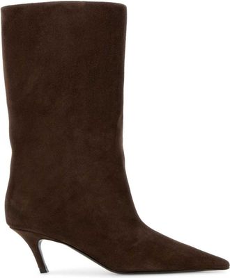 Amina Muaddi Brown Suede Boots