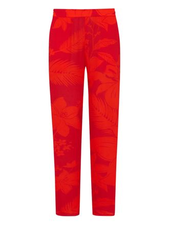 Vilebrequin flower-pattern trousers - Red