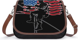 Generic Lineman State A-mericans Flag Crossbody Bags for Women Shoulder Messenger Bag Purse Handbags