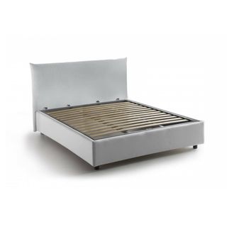Dmora Cama De Plaza Y Media Ornella, Cama Contenedor Con Revestimiento De Tela, 100% Made In Italy, Apertura Frontal, Adecuado Para Colch&oacute;n Cm 120x190, Blan