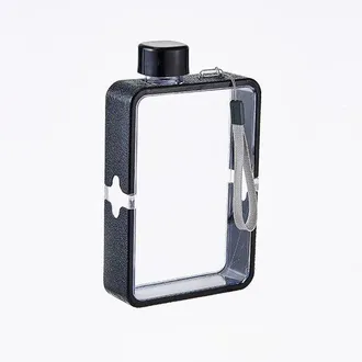 OEM Botella De Agua Plana Reutilizable Transparente De 380 Ml, Taza Viaje Port&aacute;til Deportes, Ligero Elegante F&aacute;cil Hidrataci&oacute;n Cualquier Lugar, Gris