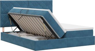 vidaXL Cama Con Almacenamiento Azul Oscuro 180 X 200 Cm Terciopelo Vidaxl