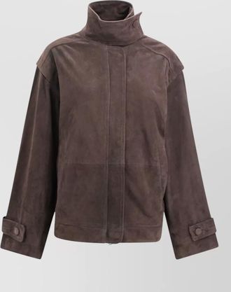 Rotate leather oversized single-breasted coat