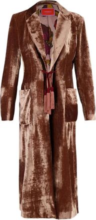 La DoubleJ tassel-detail velvet coat - Brown