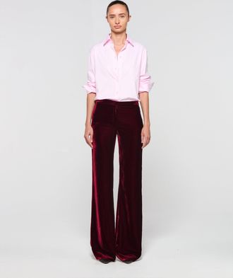 Serena Bute Velvet Flare Trouser - Burgundy