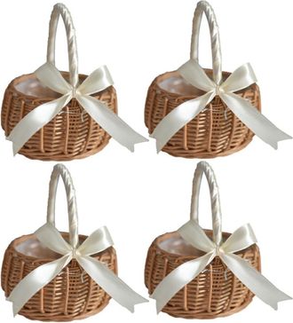OEM 4 Cestas De Flores Tejidas, Cesta De Almacenamiento De Rat&aacute;n, Cesta De Mano Para Ni&ntilde;a De Las Flores, Cesta De Flores Hecha A Mano S