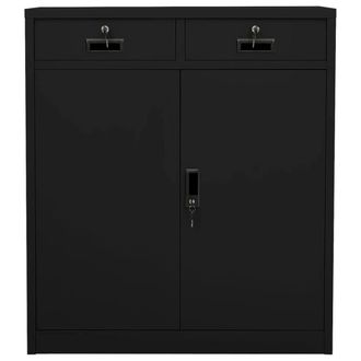 Berkfield Home Office Cabinet Black 90x40x102 cm Steel | Size: 90 x 40 x 102 cm