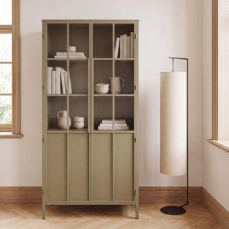 Maisons du monde Alacena de 2 puertas de vidrio y acero verde salvia, l90 cm