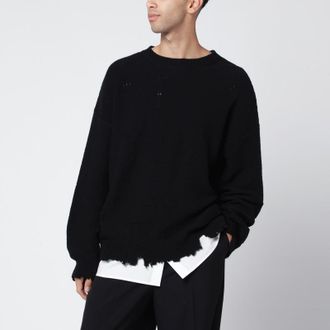Maison Margiela Black sweater with distressed hem