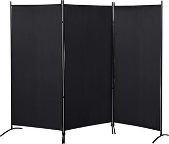 OEM Biombo Separador De Ambientes De 3 Paneles 253x50x182 Cm Divisor De Habitaci&oacute;n Plegable Con 6 Pies De Metal Negro