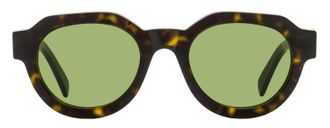 Retro Superfuture Vostro Rounded Geometric Sunglasses - Havana