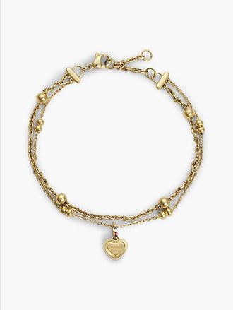 Tommy Hilfiger Pulsera con cadena doble y adorno de coraz&oacute;n
