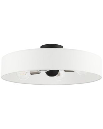 Livex Lighting 4-Light Black With Brushed Nickel Accents Semi Flush Pendant