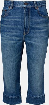 Chlo&eacute; Chlo&eacute; Leather-trimmed capri jeans