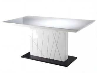 Pondecor Interiorismo Mesa de comedor extensible DM en Blanco alto brillo 160/220x90x76cm