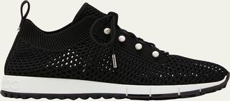 Jimmy Choo London Veles Knit Pearly Lace-Up Sneakers
