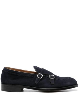 Doucal's double-buckle suede shoes - Blue